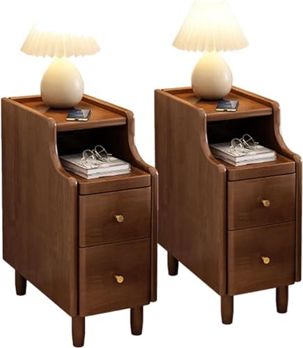 Hocher, schmaler Nachttisch im 2er-Set, schmaler Nachttisch mit Schubladen, platzsparende Kommode für Schlafzimmer, moderner Beistelltisch in 2 Farben, stilvolle und funktionale Aufbewahrungslösung Hocher, schmaler Nachttisch im 2er-Set, schmaler Nachttisch mit Schubladen, platzsparende Kommode für Schlafzimmer, moderner Beistelltisch in 2 Farben, stilvolle und funktionale Aufbewahrungslösung von Generisch