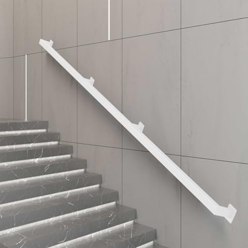 Hochfestes weißes Metall-Treppengeländer, verstellbar, 30–60 cm, quadratisches Rohr, Wand-il für Innen- und Außentreppen, Terrassen, Terrassen und Balkone Hochfestes weißes Metall-Treppengeländer, verstellbar, 30–60 cm, quadratisches Rohr, Wand-il für Innen- und Außentreppen, Terrassen, Terrassen und Balkone von Generisch