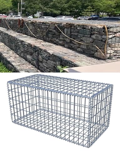 ​Hochleistungs-Gabionenkörbe aus verzinktem Stahl for Stützmauern, Landschaftsbau – DIY-Steinkäfig-Set for Garten und Terrasse​(2x2in,39.4x39.4x39.4in) von Generisch