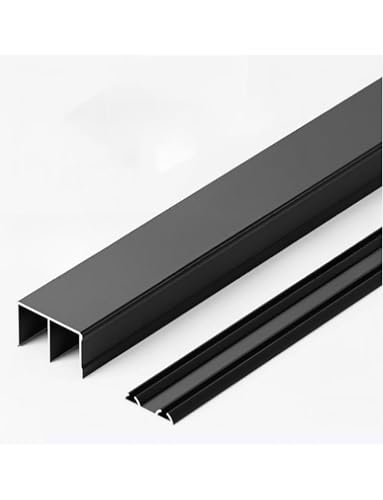 Hochleistungs-Schiebetürschiene for das Dreifachschienenprogramm – Silent Glide-Rad-Ersatzsatz for Kleiderschränke, Scheunen- und Glastüren(Black,380cm/149.7in) von Generisch