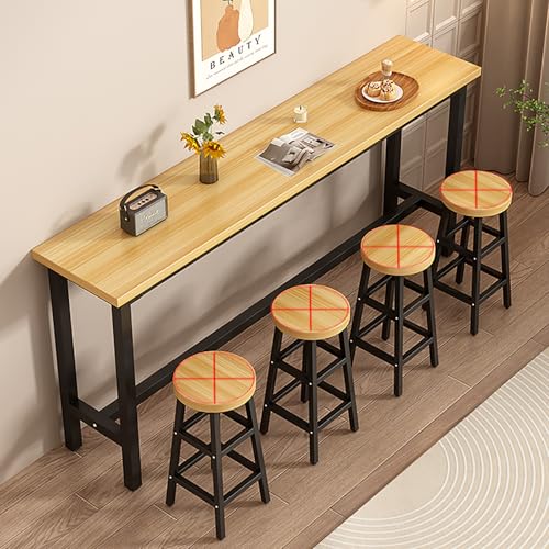 Hochstehender Kneipentisch aus Massivholz für Zuhause, Restaurant und Bartheke, Höhe, Frühstücksbartisch mit Metallrahmen, ideal für die Küche, Stühle nicht im Lieferumfang enthalten von Generisch
