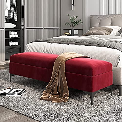 Hochwertige, gepolsterte Sitzbank mit Stauraum, Samt, Grau, 80 x 40 x 43 cm, Möbel mit verstecktem Stauraum, ideal für Schlafzimmer, Wohnzimmer, weinroter Akzent Hochwertige, gepolsterte Sitzbank mit Stauraum, Samt, Grau, 80 x 40 x 43 cm, Möbel mit verstecktem Stauraum, ideal für Schlafzimmer, Wohnzimmer, weinroter Akzent von Generisch