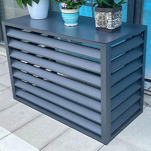 Hochwertige Abdeckung für Klimaanlage und Wärmepumpe, Aluminium, Mini-Split-Außeneinheit, stilvoller Zaunschutz für den Innen- und Außenbereich, Grau von Generisch