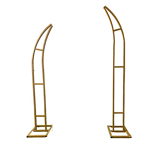 Hochzeitsbogen aus Metall, Mondform, mit Ständer, für Innen- und Außenbereich, Zeremonie, Dekoration, ideal für Kletterpflanzen, Party-Dekoration (Gold, 1,8 m und 2,1 m) von Generisch