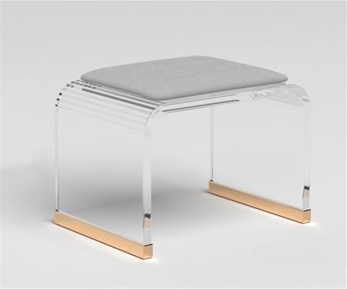 Hocker, Acryl-Ankleidehocker, samtgepolsterter Sitz, moderner Ottoman-Fußhocker, transparente Acrylbeine, multifunktionaler dekorativer Hocker von Generisch
