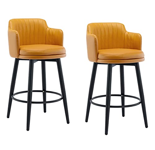 Hocker 2er Set Drehstuhl Thekenhöhe Stühle mit Rückenlehne und Armlehnen, Nappaleder, Schwarze Metallbeine und Fußstütze für Esszimmer oder Hausbar Hocker 2er Set Drehstuhl Thekenhöhe Stühle mit Rückenlehne und Armlehnen, Nappaleder, Schwarze Metallbeine und Fußstütze für Esszimmer oder Hausbar von Generisch