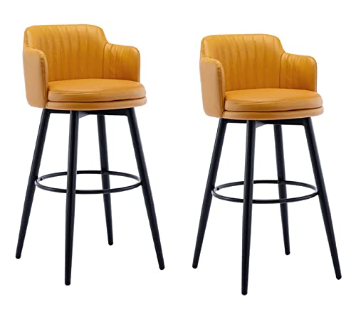 Hocker 2er Set Drehstuhl Thekenhöhe Stühle mit Rückenlehne und Armlehnen, Nappaleder, Schwarze Metallbeine und Fußstütze für Esszimmer oder Hausbar Hocker 2er Set Drehstuhl Thekenhöhe Stühle mit Rückenlehne und Armlehnen, Nappaleder, Schwarze Metallbeine und Fußstütze für Esszimmer oder Hausbar von Generisch