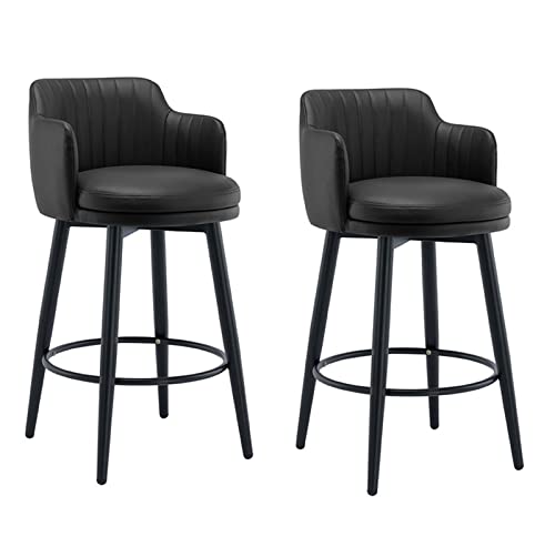 Hocker 2er Set Drehstuhl Thekenhöhe Stühle mit Rückenlehne und Armlehnen, Nappaleder, Schwarze Metallbeine und Fußstütze für Esszimmer oder Hausbar Hocker 2er Set Drehstuhl Thekenhöhe Stühle mit Rückenlehne und Armlehnen, Nappaleder, Schwarze Metallbeine und Fußstütze für Esszimmer oder Hausbar von Generisch