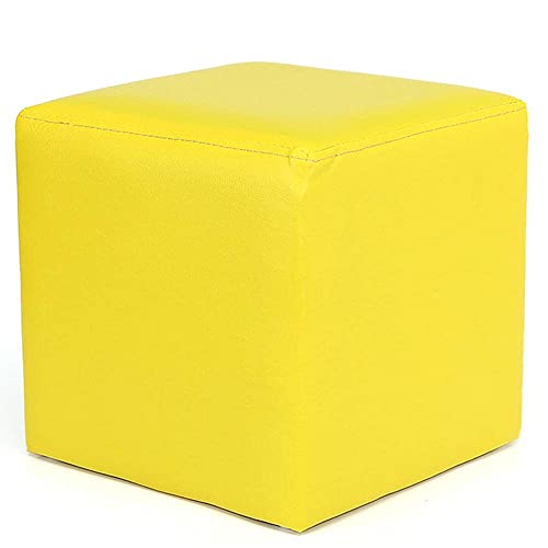Hocker und Hocker, quadratisch, stabil, leicht zu reinigen, bequem, künstliches Polyurethan, 7 Farben (Farbe: Gelb, Größe: 27 x 27 x 27 cm) von Generisch