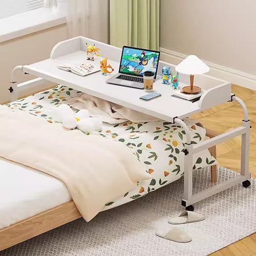 Höhenverstellbarer Betttisch mit Rollen, medizinischer Laptop-Schreibtisch, 65–95 cm, verstellbares Essens-Tablett, einfache Mobilität über dem Bett von Generisch