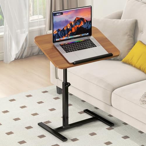 Höhenverstellbarer C-förmiger Beistelltisch, 360° drehbarer Überbetttisch, neigbarer Laptop-Ständer mit Rollen, mobile Couch-Beistelltische, die darunter gleiten, rollbarer TV-Couchtisch für Sofa/Bett von Generisch