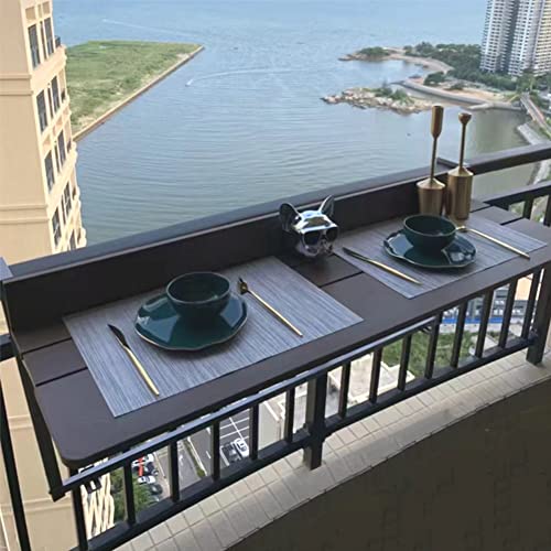 Höhenverstellbarer Klappbarer Balkontisch Ausziehbare Outdoor-Konsole für Garten Platzsparend Multifunktionaler Hubtisch Braun Hängender Terrassentisch Perfekt für kleine Räume von Generisch