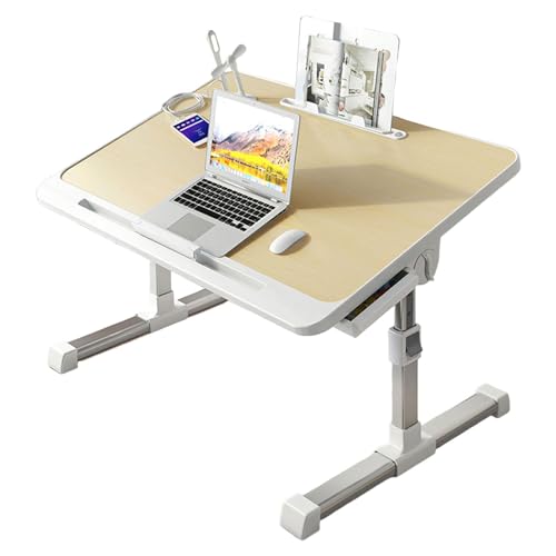Höhenverstellbarer Laptop-Schreibtisch, faltbarer Betttablett, tragbarer Schoßschreibtisch mit Aufbewahrungsschubladen, Bücherregal und USB-Anschluss zum Arbeiten und Schreiben von Generisch
