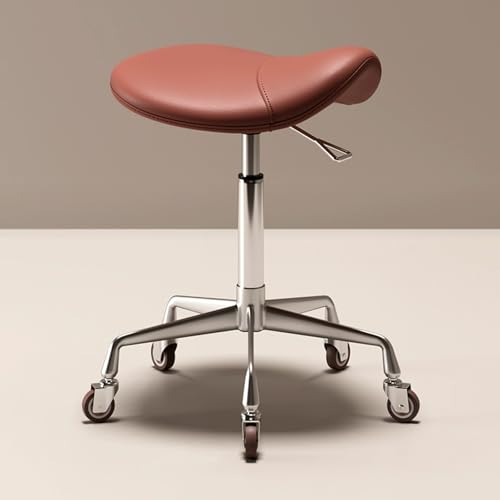 Höhenverstellbarer Sattelhocker mit Rollen, PU-Material, rückenfreies Design für Heimsalon und Tattoo-Künstler Höhenverstellbarer Sattelhocker mit Rollen, PU-Material, rückenfreies Design für Heimsalon und Tattoo-Künstler von Generisch