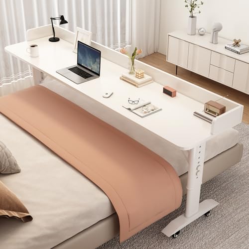 Höhenverstellbarer Überbetttisch mit Rollen, Massivholzplatte, mobiler Schreibtisch für Bett, Computertisch zum Arbeiten oder Essen über dem Bett Höhenverstellbarer Überbetttisch mit Rollen, Massivholzplatte, mobiler Schreibtisch für Bett, Computertisch zum Arbeiten oder Essen über dem Bett von Generisch