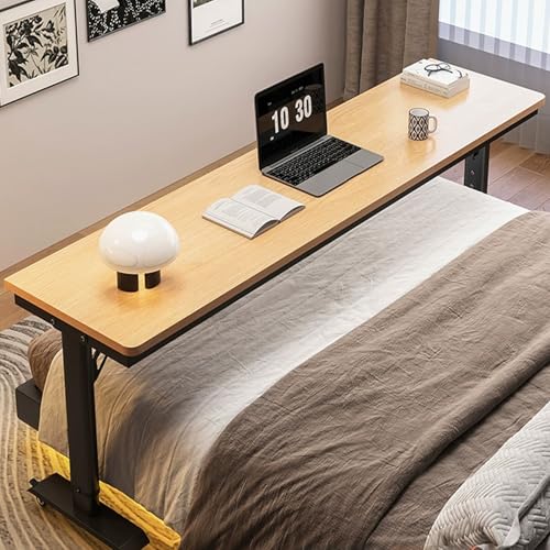 Höhenverstellbarer Überbetttisch mit Rollen, Rollbarer Laptop-Schreibtisch für Zuhause und Krankenhaus, mobiler Nachttisch Arbeitstisch von Generisch