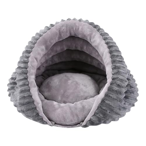 Höhlenkatzennest - Gemütliches Innenkätzchenhaus, Abnehmbarer Tierheim | Warmer Fleece-Tunnelzwinger, tragbares Kissen Versteck, Nicht-Schlupf-Korb für Winterschlafzimmer Balkon Freien Freien von Generisch
