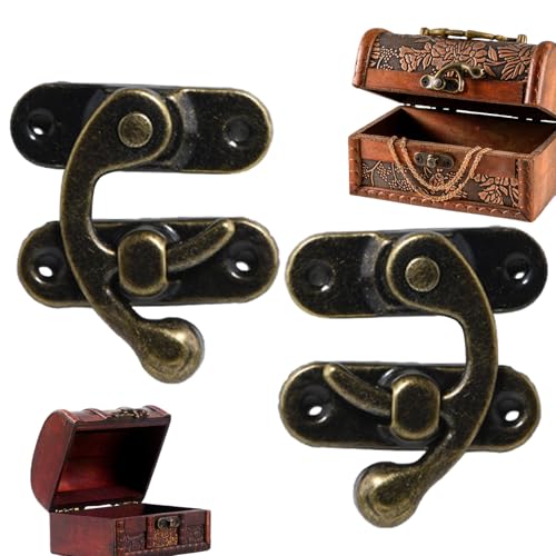 Hölzerne Schmuckschachtel Verschluss | Messing Antique | Vintage -Style -Hakenverschluss Set von 2 | Dekorative Hardware für Koffer Werkzeugkasten basteln von Generisch