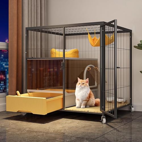 Hohe Katzenkäfige Indoor Groß für Katzen, Kaninchen, Frettchen, Kleintiere, mit Katzentoilette und Rädern, Holzplattform, Draht-Katzenkäfige Hohe Katzenkäfige Indoor Groß für Katzen, Kaninchen, Frettchen, Kleintiere, mit Katzentoilette und Rädern, Holzplattform, Draht-Katzenkäfige von Generisch