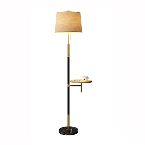 Hohe Stehlampe mit Holzregalen & USB-Ladefunktion aus Marmor für Wohnzimmer Schlafzimmer & Lesen Stilvolles Druckknopf-Design von Generisch