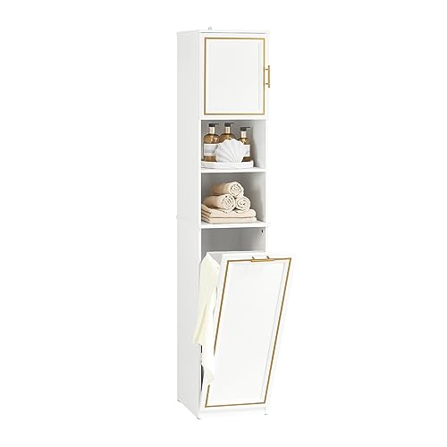 Hoher Badezimmer-Aufbewahrungsschrank mit Wäschekorb BZR87 W Weiß & Gold, platzsparende Wäschetruhe für nized Badezimmer, stilvolle und funktionale Aufbewahrungslösung Hoher Badezimmer-Aufbewahrungsschrank mit Wäschekorb BZR87 W Weiß & Gold, platzsparende Wäschetruhe für nized Badezimmer, stilvolle und funktionale Aufbewahrungslösung von Generisch