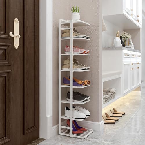 Hohes schmales Schuhregal, 7-stöckiges Metall-Eck-Schuhregal für Schrank, freistehend, vertikaler Schuhschrank für Eingangsbereich und Schlafzimmer Hohes schmales Schuhregal, 7-stöckiges Metall-Eck-Schuhregal für Schrank, freistehend, vertikaler Schuhschrank für Eingangsbereich und Schlafzimmer von Generisch