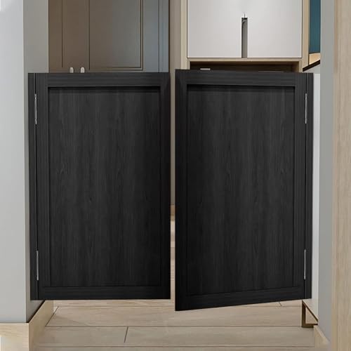 Hollywoodschaukel im Salon-Stil, halbe Türen für Küche, Pub, Laden, Eingang, 30/32/36/38, mit Scharnieren, 2 Stück, schwarz lackiert, (B 100 x H 100 cm) von Generisch