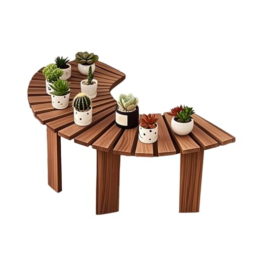 Holz-Baumbank für Garten, halbrundes Pflanzenregal, Sitzstuhl für Hof, Veranda, Park, Rasen, Balkon Holz-Baumbank für Garten, halbrundes Pflanzenregal, Sitzstuhl für Hof, Veranda, Park, Rasen, Balkon von Generisch