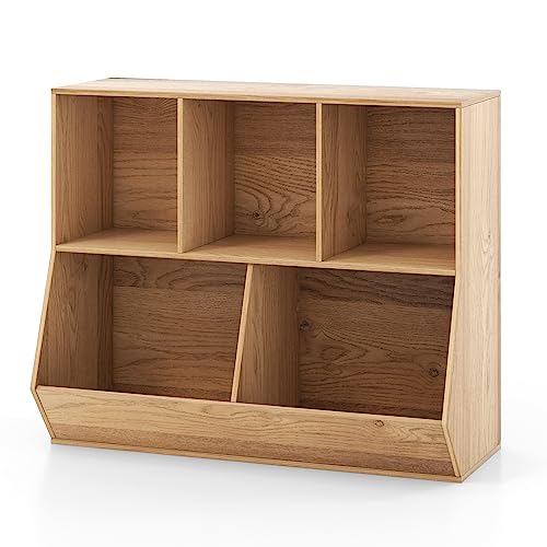 Holz Kinderspielzeugaufbewahrung mit 5 Würfeln - Sicheres Anti-Kipp-Design Vielseitiges Kleinkind-Bücherregal für Schlafzimmer Wohnzimmer & Spielzimmer - Ideale natürliche Aufbewahrungslösung für Holz Kinderspielzeugaufbewahrung mit 5 Würfeln - Sicheres Anti-Kipp-Design Vielseitiges Kleinkind-Bücherregal für Schlafzimmer Wohnzimmer & Spielzimmer - Ideale natürliche Aufbewahrungslösung für von Generisch
