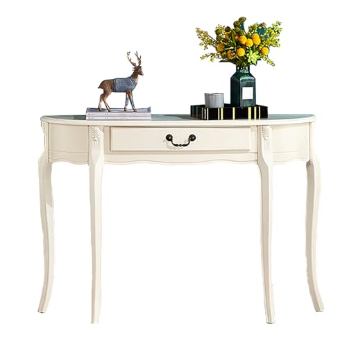 Holz Konsolentisch mit Schublade Eingangstisch Halbmond Eleganter Vintage Sofatisch für Wohnzimmer Eingangsbereich Flur von Generisch