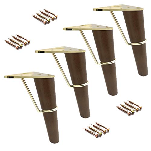 Holz-Möbelbeine für TV-Schrank, Kegel-Küchenfüße, Schreibtischbeine mit Bodenschutzpolster, stumme Metallbasis – perfekt für Couch, Bett, Ottomane, Couchtische Holz-Möbelbeine für TV-Schrank, Kegel-Küchenfüße, Schreibtischbeine mit Bodenschutzpolster, stumme Metallbasis – perfekt für Couch, Bett, Ottomane, Couchtische von Generisch