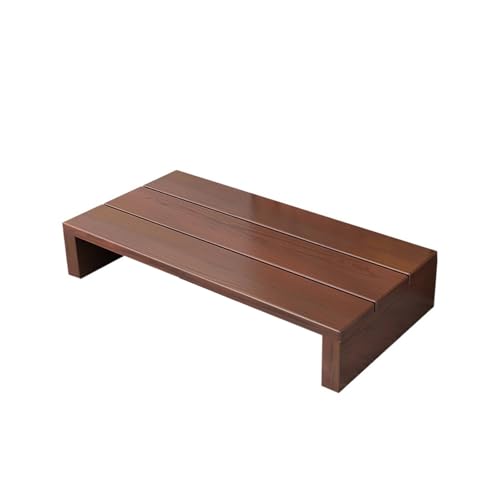 Holz-Tritthocker für Erwachsene, robuste Fußstütze für drinnen und draußen, stabiler brauner Betthocker für hohe Betten, Tragfähigkeit und vielseitig (80 x 30 x 15 cm) von Generisch
