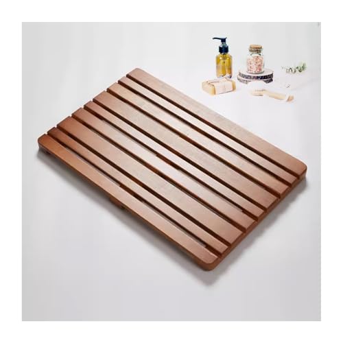 Holzbadematte, Wasserabweisende Badematte aus massivem Nanmu-Holz | rutschfeste Duschmatte für den Innen- und Außenbereich | Badezimmer-Bodenmatte in Spa-Qualität | Braun (B 75 x L 85 cm) von Generisch