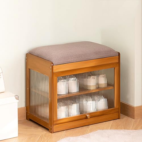 Holzbank mit weichem Kissen, 2-stöckiges Schuhregal, Schrank für Eingangsbereich, Wohnzimmer, Schlafzimmer und Flur Holzbank mit weichem Kissen, 2-stöckiges Schuhregal, Schrank für Eingangsbereich, Wohnzimmer, Schlafzimmer und Flur von Generisch