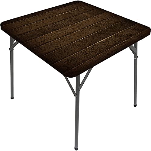 Holzbrett-Tischdecke, Holzbrett-Textur, elastischer Rand, geeignet für Buffet und Camping, passend für 106,7 x 106,7 cm große quadratische Tische von Generisch