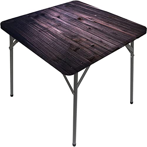Holzbrett-Tischdecke, Holzbrett-Textur, elastischer Rand, geeignet für Buffet und Camping, passend für 81,3 x 81,3 cm große quadratische Tische von Generisch