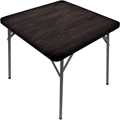 Holzbrett-Tischdecke, Holzbrett-Textur, elastischer Rand, geeignet für Buffet und Camping, passend für 88,9 x 88,9 cm große quadratische Tische von Generisch