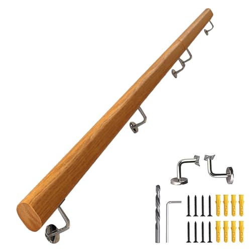 Holztreppe mit Edelstahlhalterungen, Wandmontage, Geländerstütze für Innentreppen, 360 cm, Fußschienen-Set für sicheres Treppengeländer von Generisch