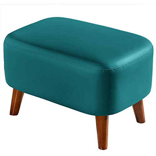Home Furniture Ottoman Footstool Padded PU Leather Seat丨Wood Stool Square Pouf Bench丨Multifunction Leather Footrest von Generisch