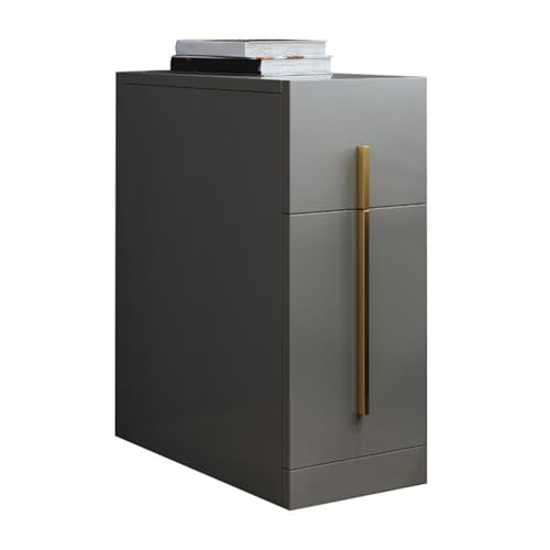 Home Nachttisch mit Schubladen, grau-weißer Nachttisch für Schlafzimmer oder Wohnzimmer, 24,9 x 39,9 x 48 cm, modernes Design, platzsparende Lösung von Generisch