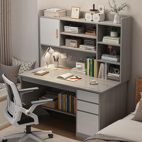 Home Office Schreibtisch mit Ablageregal & Bücherregal – Moderner Computertisch aus Holz mit Schubladen & Regalen, ideal für Arbeitsplatz von Generisch