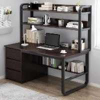 Home Office Schreibtisch mit Schrank und Bücherregal, industrieller Arbeitstisch mit 3 Schubladen, 99 cm, schwarzer Walnuss-Computertisch für Zuhause und Büro Home Office Schreibtisch mit Schrank und Bücherregal, industrieller Arbeitstisch mit 3 Schubladen, 99 cm, schwarzer Walnuss-Computertisch für Zuhause und Büro von Generisch