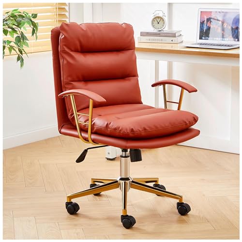 Home Office Schreibtischstuhl, ergonomisch, 360° drehbar, PU-Leder, gepolsterter Stuhl mit neigbarer Rückenlehne, bequemer Computersessel für Arbeit oder Studium von Generisch