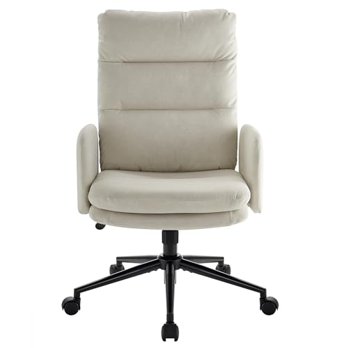 Home Office Stuhl Hochlehner Schreibtischstuhl Gepolsterter Bürostuhl mit Rollen und Armlehnen Höhenverstellbar Sessel Ergonomischer Drehstuhl Schreibtischstuhl Kaschmir von Generisch