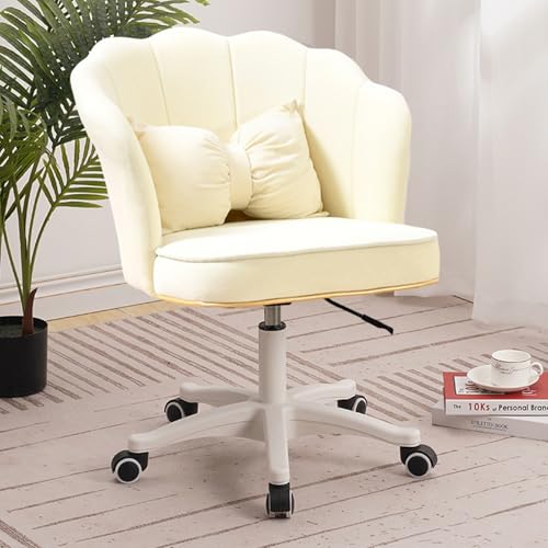 Home Office Stuhl Kunstleder Schreibtischstuhl Moderner Drehstuhl Höhenverstellbar 360 Grad Drehstuhl Rollhocker Rollen für Büro Arbeitszimmer Schminktisch Schlafzimmer Beige von Generisch