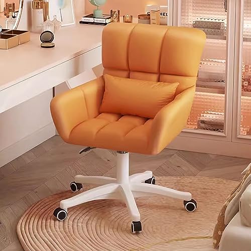 Home Office Stuhl für Damen, moderner süßer Schreibtischstuhl aus Samt mit Rollen und Kissen, gepolsterter Drehstuhl für Schlafzimmer und Akzentsessel von Generisch