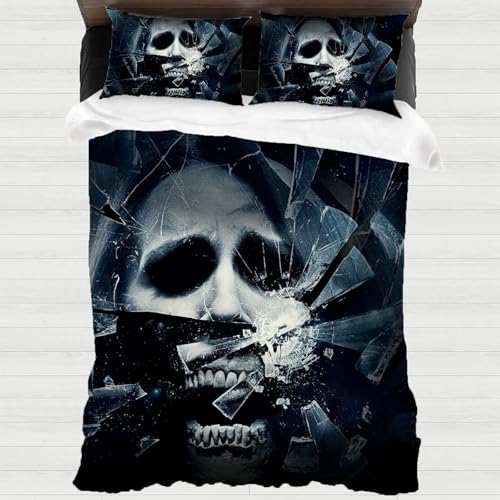 Horrorfilme Final Destination Bettwäsche mit Bettbezügen 135 x 200 & 2 Kissenbezügen 3teilig Pflegeleicht Bezug Halloween Bettwäsche Sets für Erwachsene (Terror) von Generisch