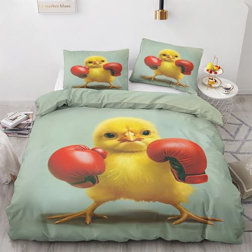 Hühner Deko - Hühner Bettwäsche 135x200 Winter, Kinder Lustige Küken Bettbezug 135 x 200 2er Set mit 1 Kissenbezug 80x80, Weiche Mikrofaser Winterbettwäsche mit Reißverschluss V*&194 Hühner Deko - Hühner Bettwäsche 135x200 Winter, Kinder Lustige Küken Bettbezug 135 x 200 2er Set mit 1 Kissenbezug 80x80, Weiche Mikrofaser Winterbettwäsche mit Reißverschluss V*&194 von Generisch
