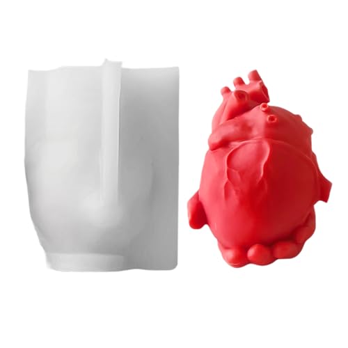 Humanes Herz, realistischer 3D, feines Detail Multi -medium verwenden flexible Design Easy Release Ofen Safe, Handwerkshersteller für Muffin Cupcake Topper Dessert Tonseife Zementharz 3.19x2,56x von Generisch