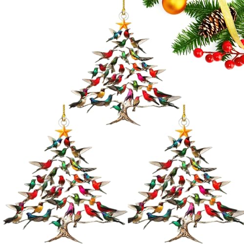 Hummingbird Christmas Ornament, Colorful Stack Bird Decor for Bird Lovers (3 Pcs) von Generisch